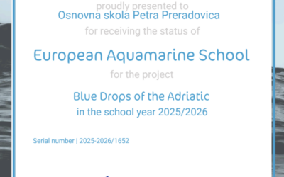 OŠ Petra Preradovića ponosi se nazivom Akvamarin plava škola!