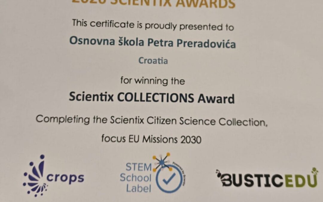 Osnovna škola Petra Preradovića među pobjednicima prestižne Scientix nagrade – sudjelovanje na međunarodnoj radionici u Bruxellesu